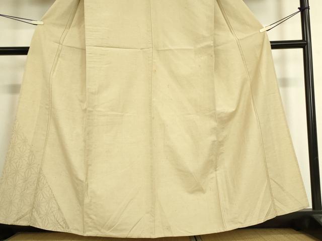 平和屋着物▽色留訪問着 単衣 紬地 麻の葉文 正絹 逸品