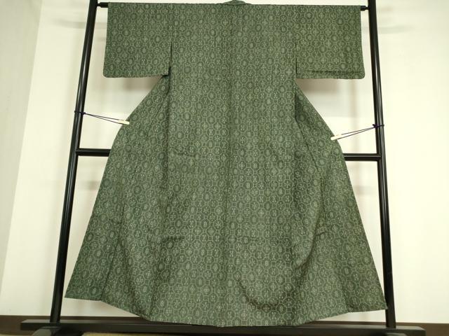 平和屋着物▽上質な紬 単衣 蜀江花文 正絹 逸品 DAAV5028az