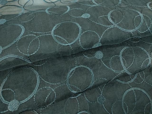 平和屋着物▽長羽織　オーガンジー　スリーシーズン　春夏秋　塵除け　丸文　紺色　正絹　逸品　DAAV5060az