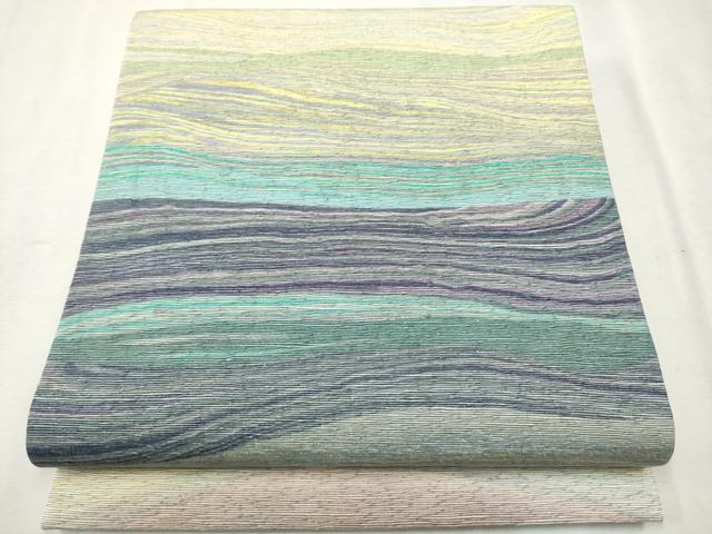 平和屋着物●九寸開き古屋帯　作家物　霞文　正絹　逸品　CAAV7144hy