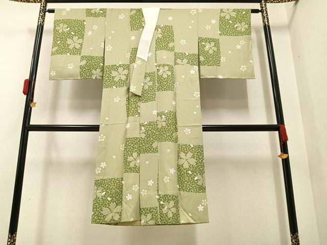 平和屋着物●長襦袢　無双仕立て　市松更紗花文　正絹　逸品　AAAY7953ph