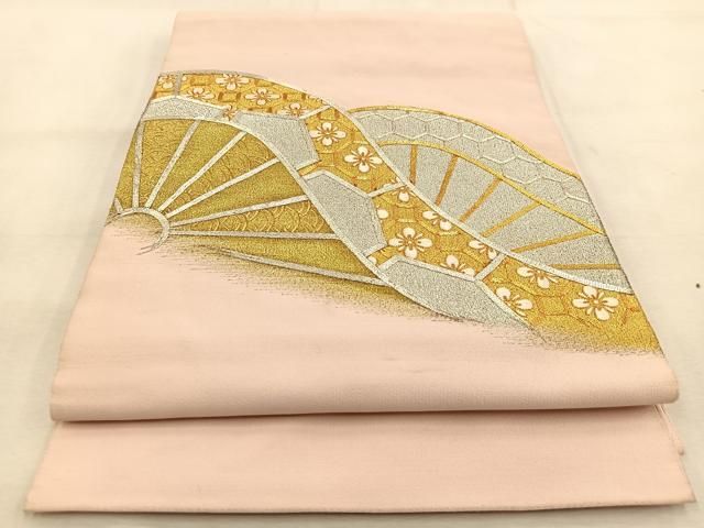 花美人□爪掻き本綴れ 八寸名古屋帯 霞文 金銀糸 逸品