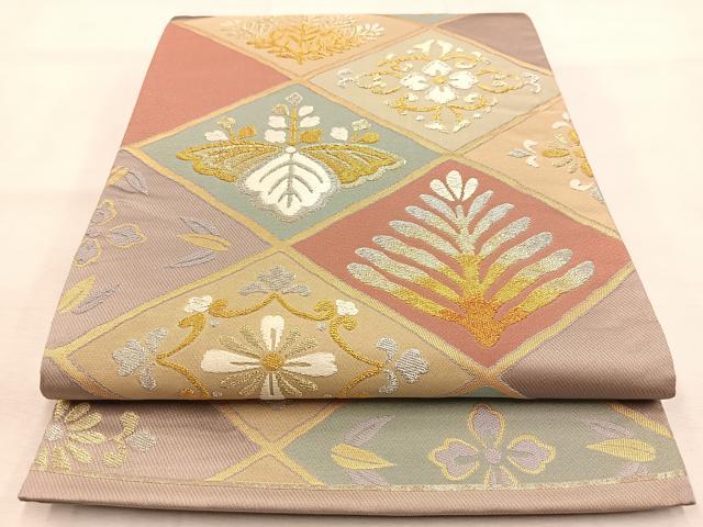平和屋着物◎六通柄袋帯 唐織 草花文 金銀糸 正絹 逸品 AAAS8567cx