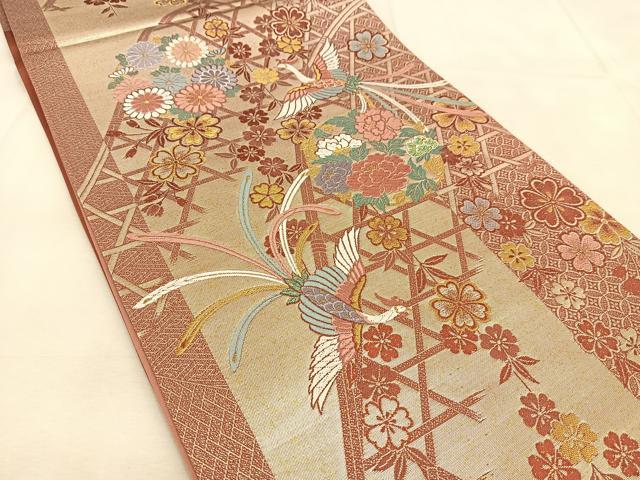 平和屋着物◎六通柄袋帯 唐織 錦繍香飾図 金銀糸 正絹 逸品 BAAU6133yc