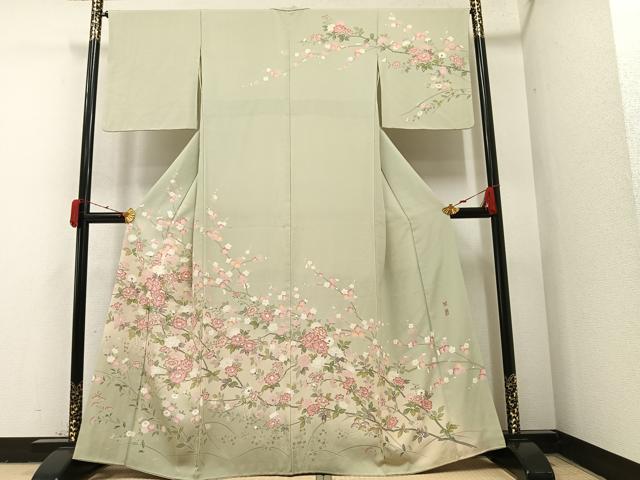 平和屋着物○京加賀友禅 百貫達雄 訪問着 枝花文 正絹