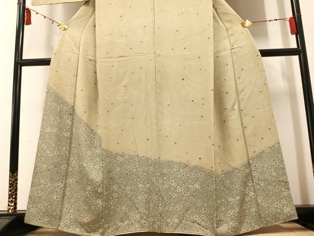 平和屋着物○訪問着 型染め 花唐草文 暈し染め 正絹 逸品