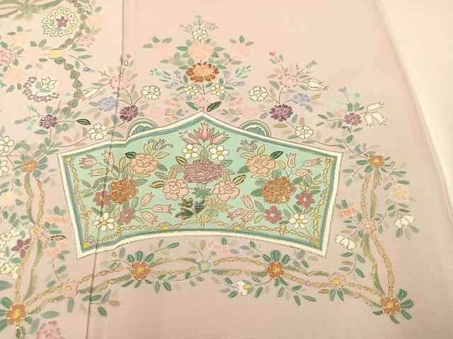 平和屋着物○訪問着 竹屋町刺繍 草花文 金彩 正絹 逸品 AAAY8943ph