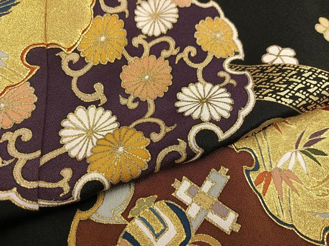 平和屋着物○創業460年・千總 黒留袖 駒刺繍 吉祥菊花文 金彩 三越扱い