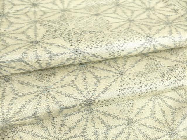 平和屋着物▽上質な紬　単衣　麻の葉文　正絹　逸品　DAAV5179az