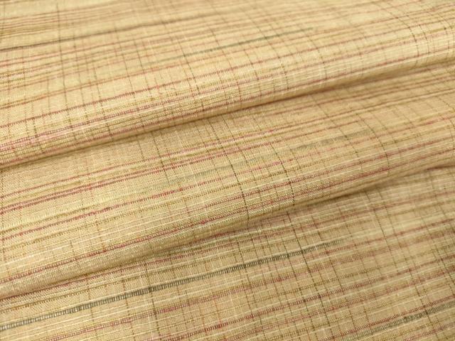 平和屋着物▽上質な紬 　単衣　縞 　正絹　逸品　未使用　DAAV5173az