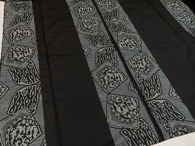 平和屋着物○本場大島紬 割り込み絣 花鳥間道 正絹 逸品 AAAZ1799ph