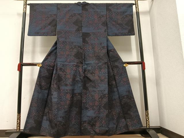 平和屋着物○結城紬 80亀甲 草花文 正絹 逸品 AAAZ1821ph