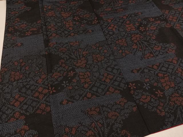 平和屋着物○結城紬 80亀甲 草花文 正絹 逸品 AAAZ1821ph