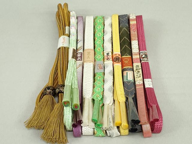 平和屋着物●和装小物　帯締め10本　笹浪組　佐賀錦　手組紐　くみひも　金銀糸　逸品　未使用　DAAV8045by