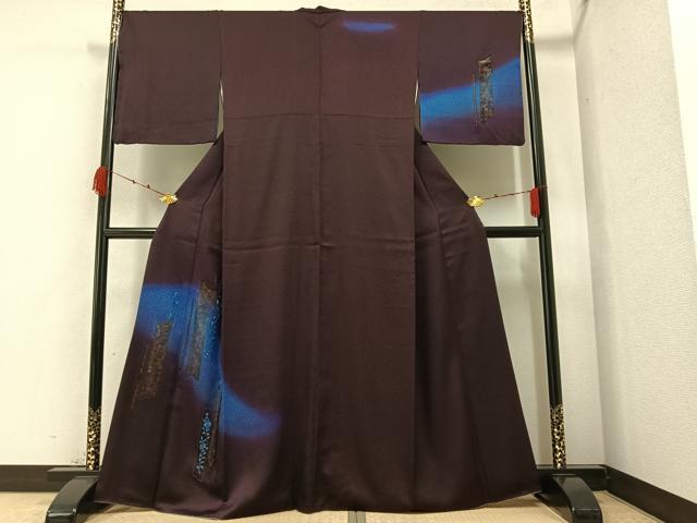 平和屋着物●訪問着　中国三大刺繍　スワトウ刺繍　汕頭刺繍　草花文　暈し染め　正絹　逸品　AAAZ1941ph