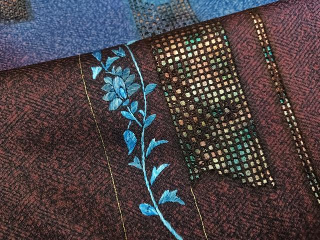 平和屋着物○訪問着 中国三大刺繍 スワトウ刺繍 汕頭刺繍 草花文