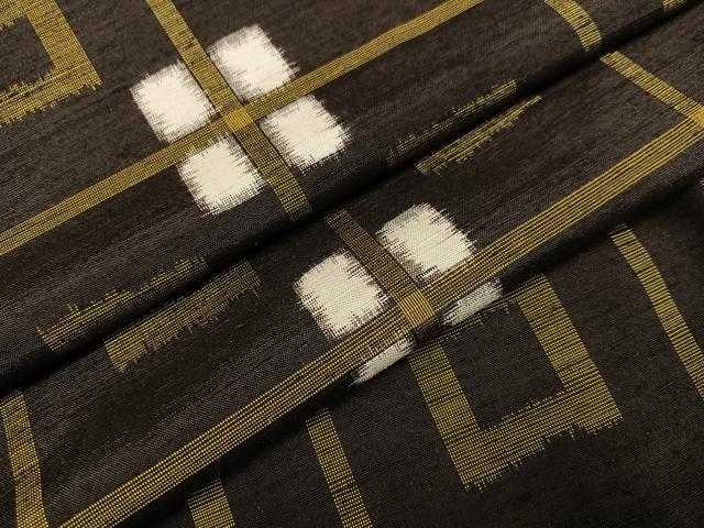 平和屋着物●上質な紬　花格子　正絹　逸品　AAAZ2387ph