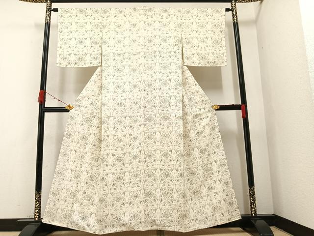 平和屋着物●上質な小紋　木版染め　花唐草文　正絹　逸品　AAAZ2369ph 平和屋着物○上質な小紋 木版染め 花唐草文 正絹 逸品 AAAZ2369ph