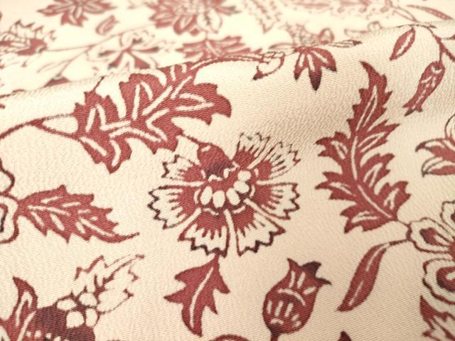 平和屋着物▽上質な小紋 単衣 型染め 更紗花文 正絹 逸品 DAAV5345az 小紋