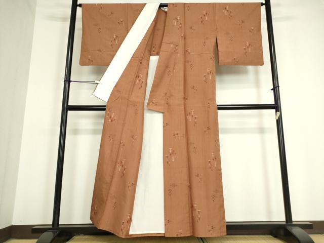 平和屋着物▽上質な紬 単衣 琉球絣文様 正絹 逸品 DAAV5362az