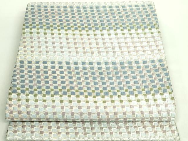 平和屋着物■極上　六通柄袋帯　唐織　変わり市松　銀糸　逸品　DZAA8600kh5