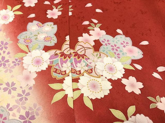 平和屋着物●豪華振袖　舞桜文　暈し染め　仮絵羽　逸品　未使用　AAAZ4537ph 平和屋着物○豪華振袖 舞桜文 暈し染め 仮絵羽 逸品