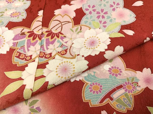 平和屋着物○豪華振袖 舞桜文 暈し染め 仮絵羽 逸品