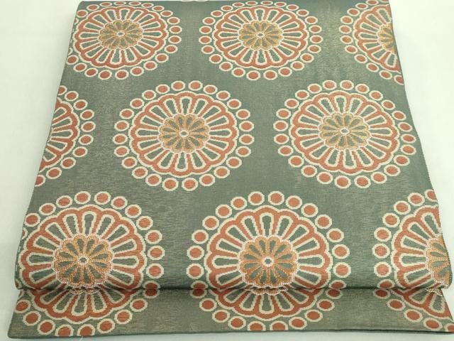 平和屋本店■最高級　人間国宝　北村武資　経錦　六通柄袋帯　菊花丸紋　藍媚茶色地　金糸　逸品　DZAA8801kh5