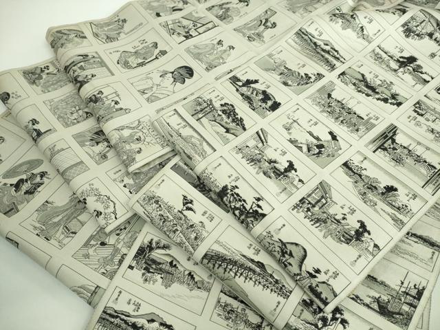 平和屋着物■極上　本場筑前博多織　草木染　手織工房　染匠：小森久　両面　全通柄袋帯　江戸情緒　逸品　DZAA9001kh5