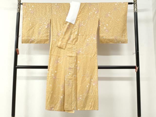 平和屋着物○長襦袢 無双仕立て 麻の葉舞桜文 正絹 逸品 CAAW7286yc