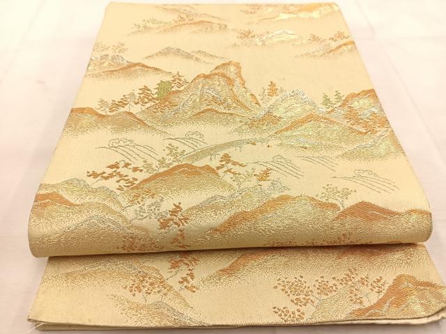 正絹 袋帯 山の柄 六通柄 平和屋着物◎六通柄袋帯