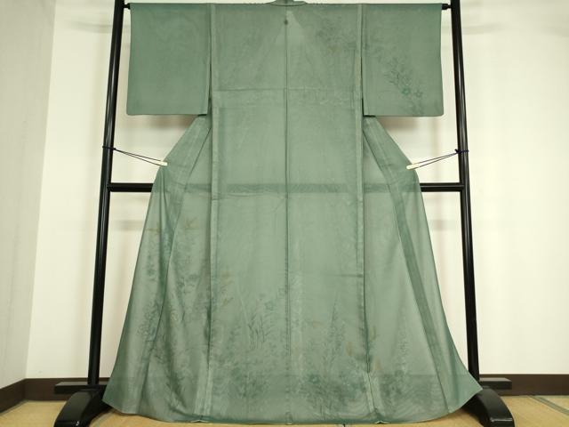 訪問着セット 薄緑にベージュ 三越 平和屋着物▽訪問着 無双 紗