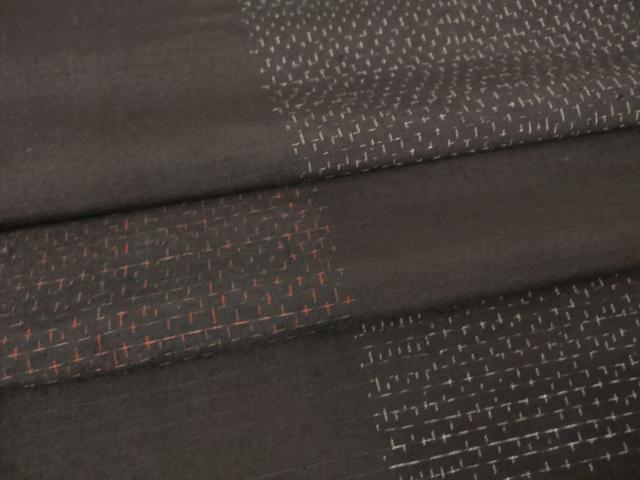 平和屋着物▽上質な紬　単衣　市松文　正絹　逸品　DAAV5432az