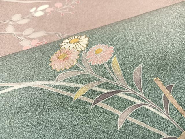平和屋着物○訪問着 友禅 作家物 草花籬文 暈し染め 金彩