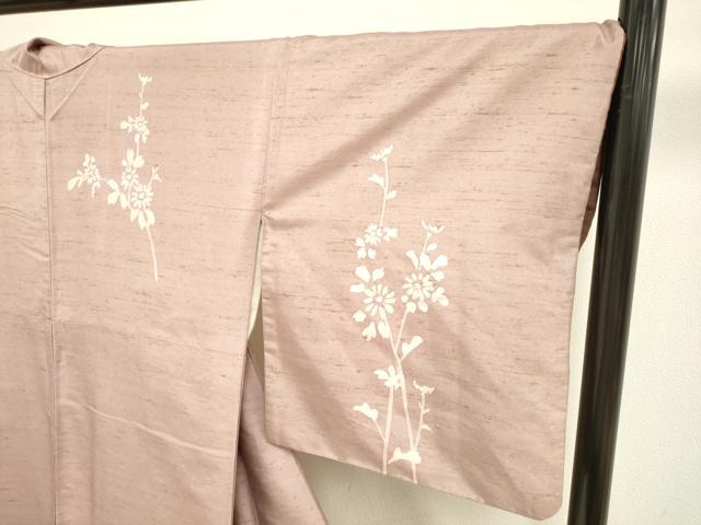 平和屋着物○訪問着 紬地 ろうけつ染め 枝花文 正絹 逸品 DAAV3222du 平和