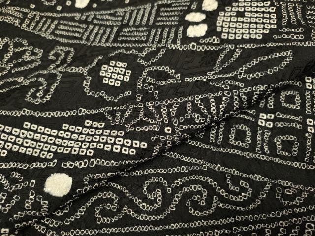 平和屋着物○訪問着 総絞り 吉祥花文 黒地 正絹 逸品 DAAV3223du