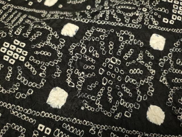 平和屋着物○訪問着 総絞り 吉祥花文 黒地 正絹 逸品 DAAV3223du