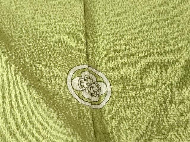 平和屋着物▽上質な色無地 単衣 若葉色 正絹 逸品 DAAV5535az 色