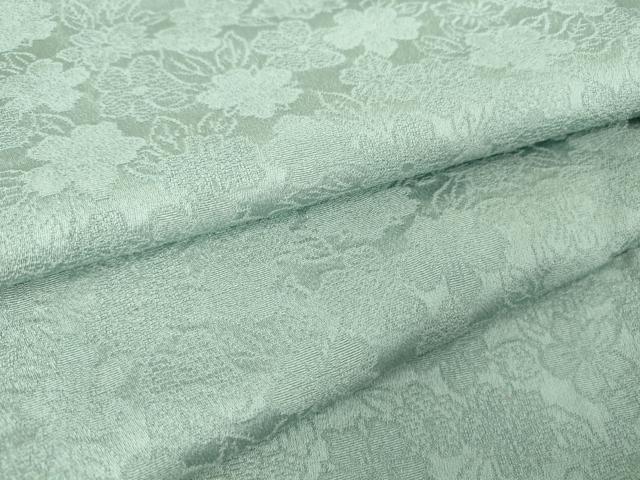 平和屋着物▽上質な色無地　単衣　花尽くし地紋　秘色色　正絹　逸品　DAAV5546az