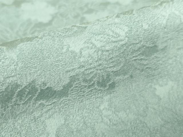 平和屋着物▽上質な色無地 単衣 花尽くし地紋 秘色色 正絹