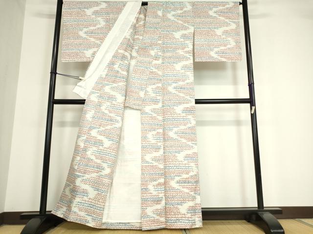 平和屋着物▽上質な紬 単衣 変わり縞 正絹 逸品 未使用 DAAV5573azの