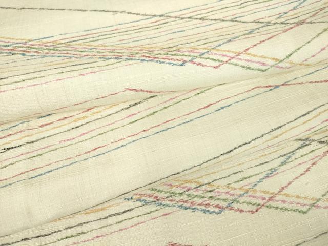 平和屋着物▽上質な紬　単衣　斜線文　正絹　逸品　DAAV5570az