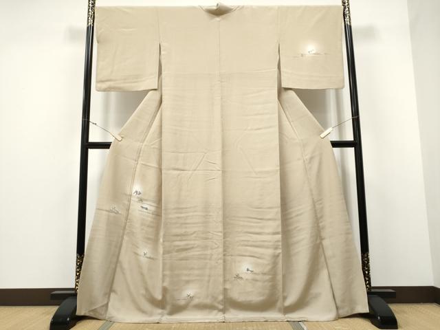 平和屋着物●訪問着　総刺繍　鴛鴦枝葉文　蛍暈し　銀糸　正絹　逸品　CAAX1355hy