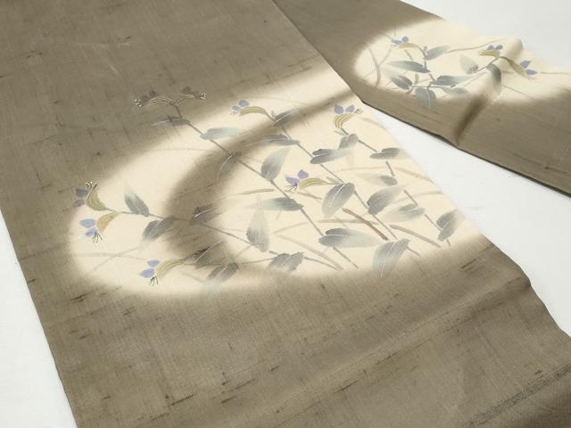 平和屋着物＊夏物 絹芭蕉 九寸名古屋帯 枝花文 金彩 正絹