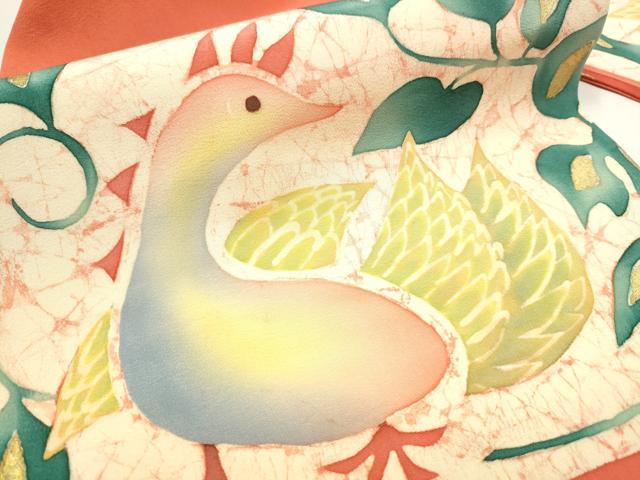 平和屋着物○九寸名古屋帯 作家物 臈纈染め 唐草文 金彩 絹