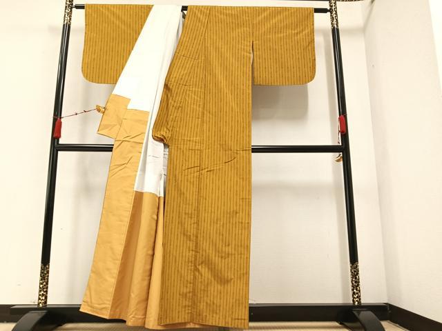 平和屋着物○本場武蔵野かすり 染色伝統工芸士 木村竜之 間道 反端付き