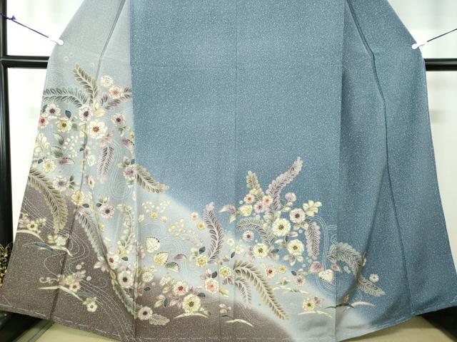 平和屋着物○訪問着 辻が花 暈し染め 黒地 金彩 正絹 逸品 AAAW4396np 平和