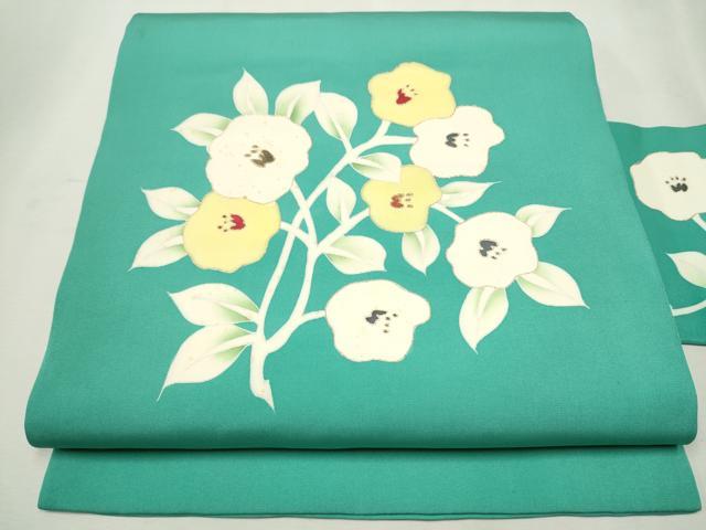 平和屋着物●塩瀬　九寸名古屋帯　枝花文　金彩　正絹　逸品　CAAX1572hy