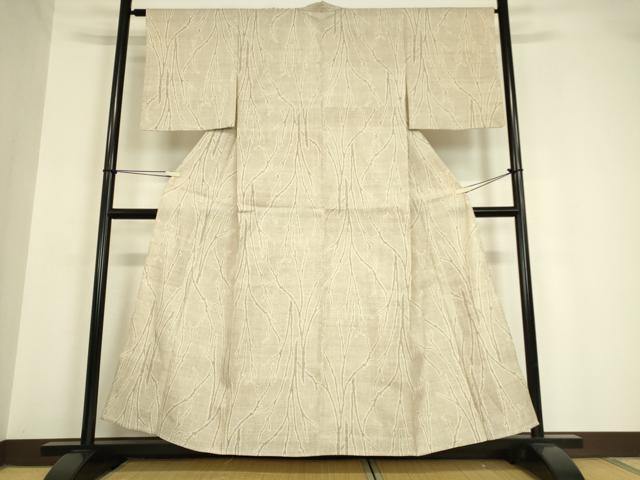 平和屋着物▽結城紬 単衣 樹木文 100亀甲 正絹 逸品 DAAV5676az 紬