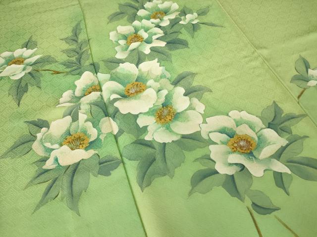 平和屋着物▽訪問着 単衣 枝花文 手描き 正絹 逸品 DAAV5578az